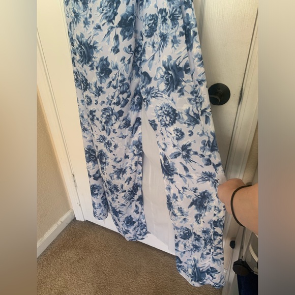 Abercrombie & Fitch NWT Camille Tie-Back Gown Maxi - Light Blue Floral - XLP - Picture 8 of 14